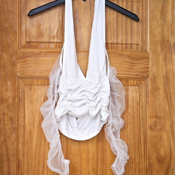 NWOT Shein Women's Long-Sleeve  Cropped Off The Shoulder Halter Top, Size S - Picture 4 of 8